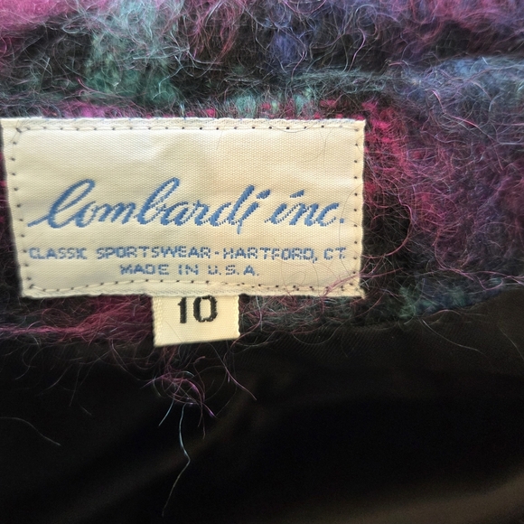Lombardi Mohair Wool Coat Rainbow Plaid Vintage 80s Size 10 Made In USA - Picture 2 of 14